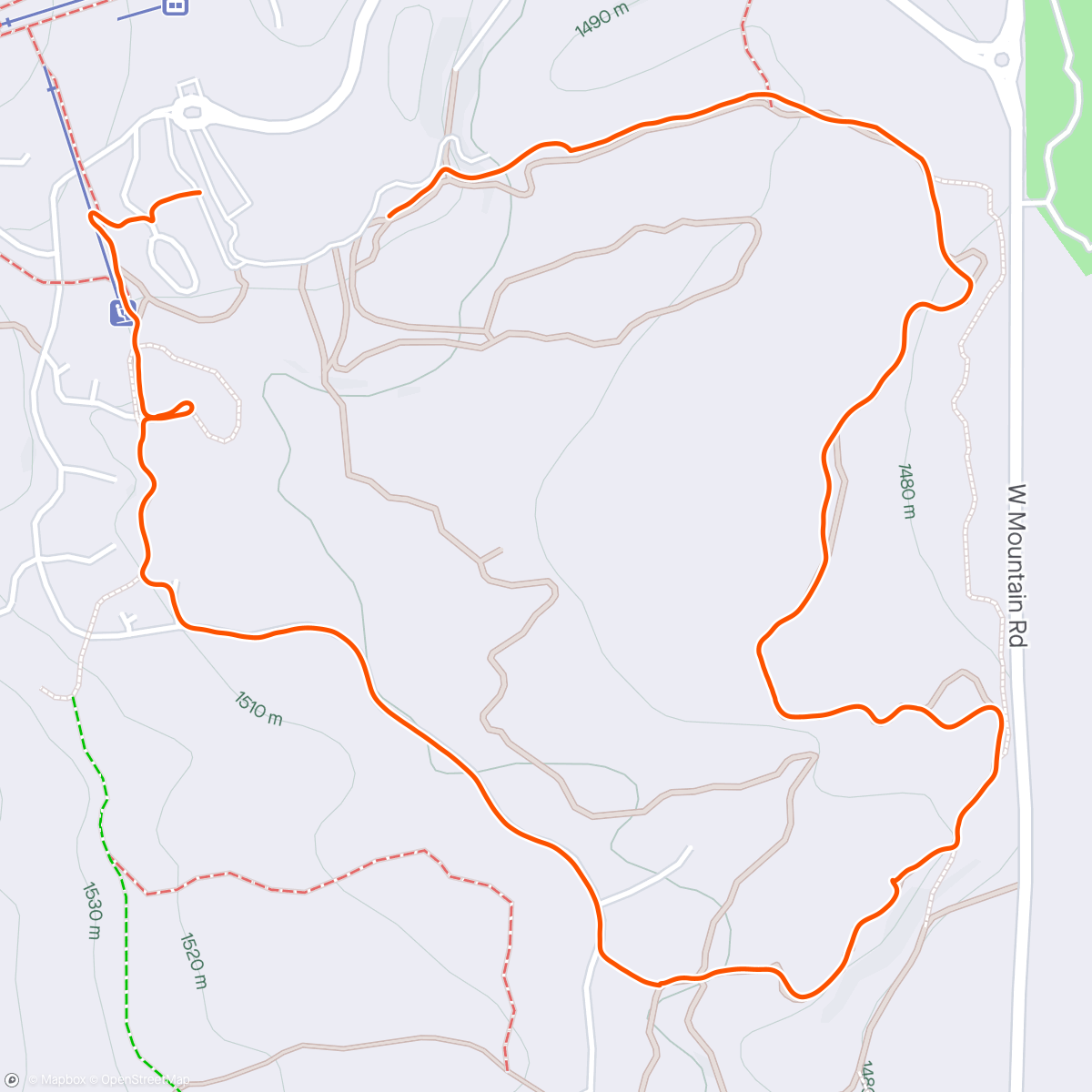 Map of the activity, 7 AM trail run at tamarack - 35° and clear