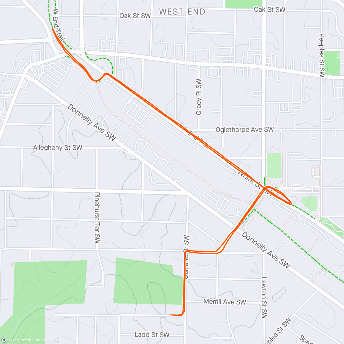 Map of the activity, Westside BeltLine Morning Run