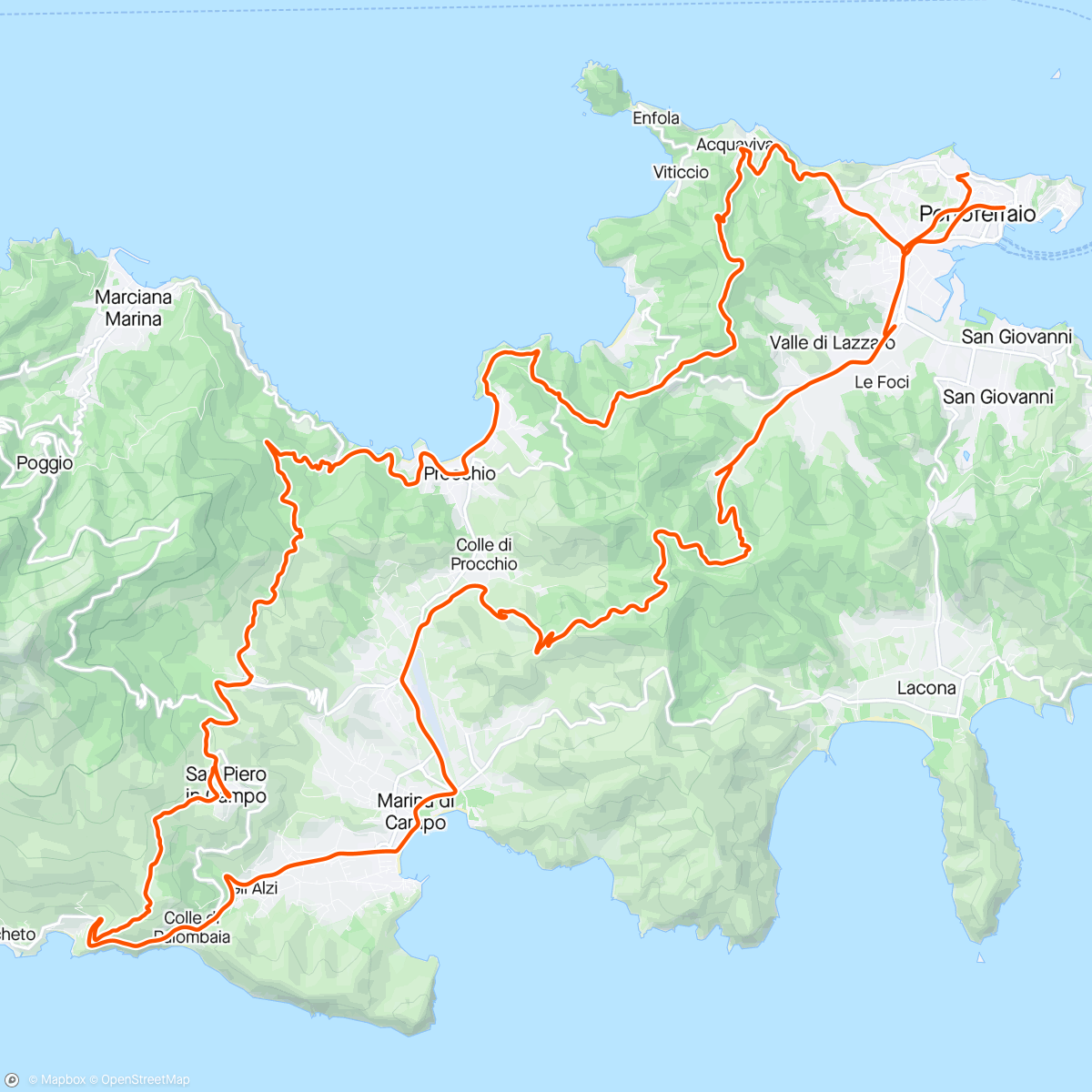 Map of the activity, Mtb isola d’Elba - Portoferraio-procchio-cavoli-colle reciso - portoferraio