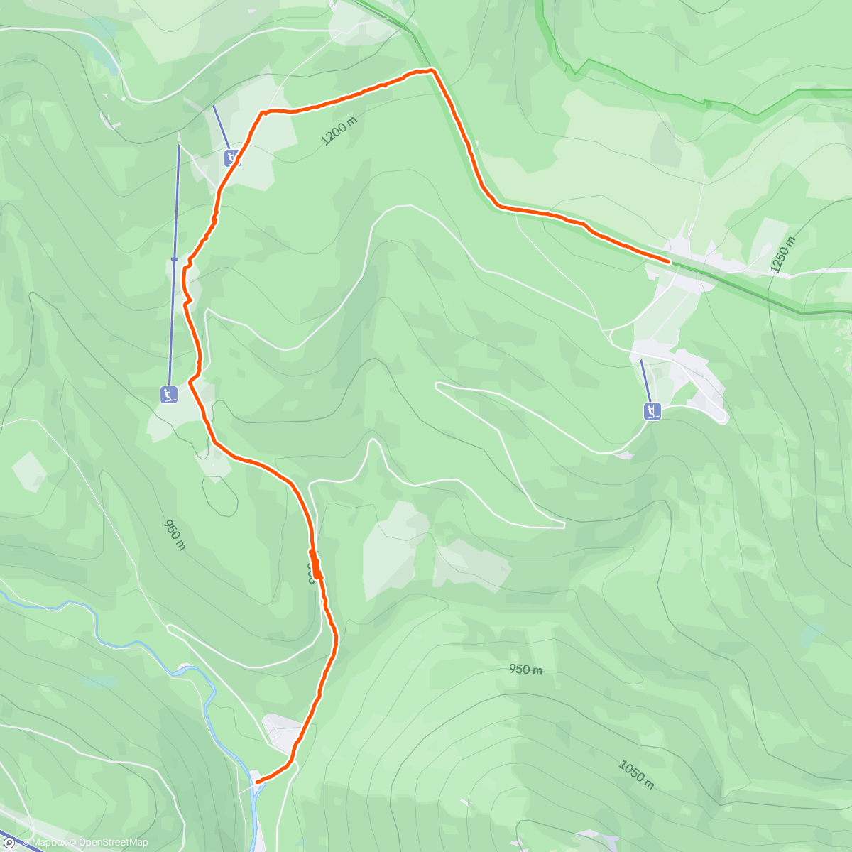 Map of the activity, Wandern und Rodeln in Tschechien
