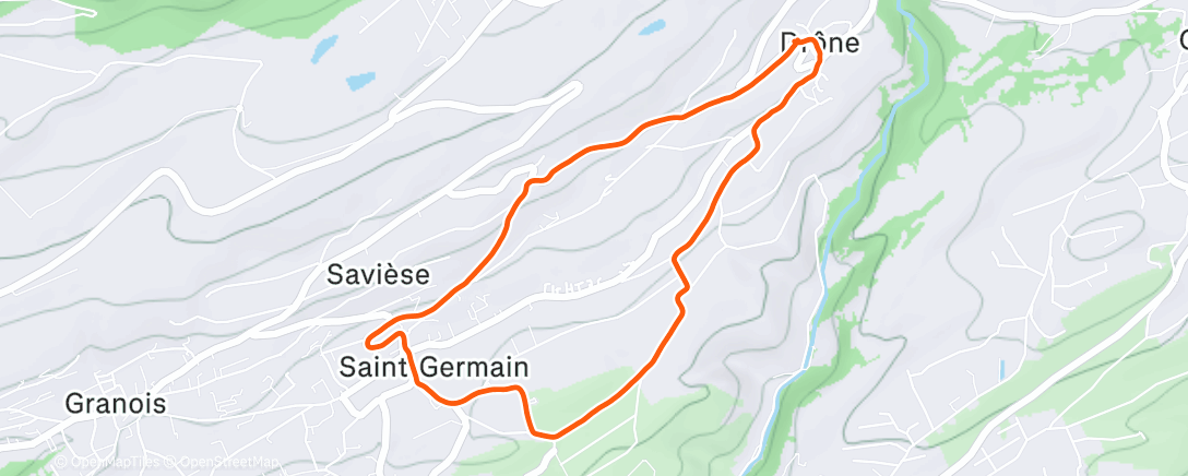 Map of the activity, Course à pied en soirée