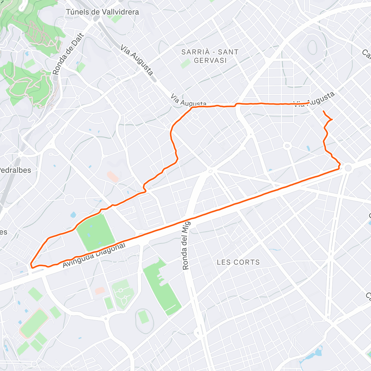 Map of the activity, Afternoon Run