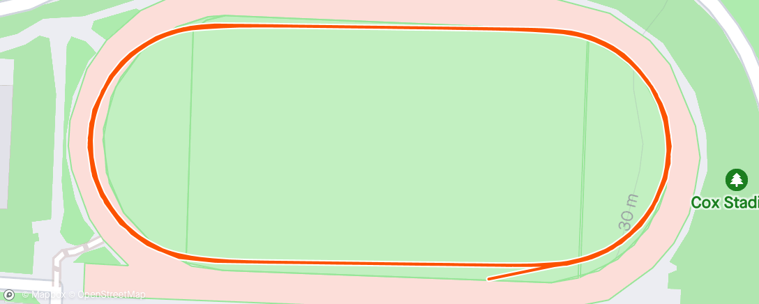 Mapa de la actividad, Speed reps at SF State track. 6x200m:200m, 1600m cooldown