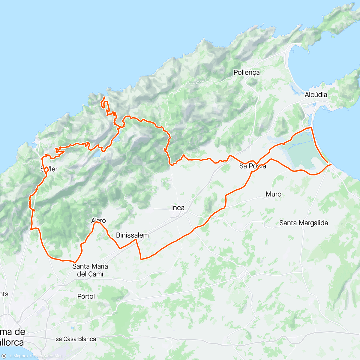 Karte der Aktivität „(TL 8) Königsetappe - Sa Batalla - Sa Calobra - Coll de Reis - Puig Major- Soller”