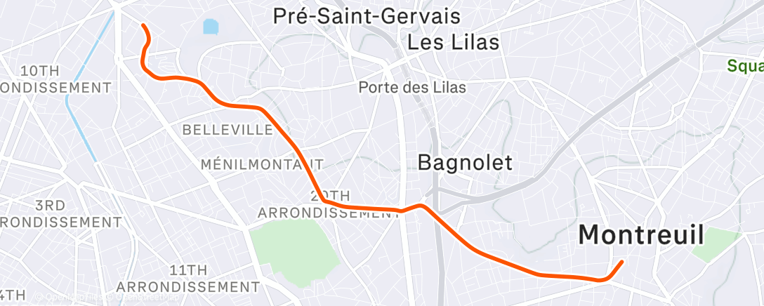 Map of the activity, Sortie vélo le matin