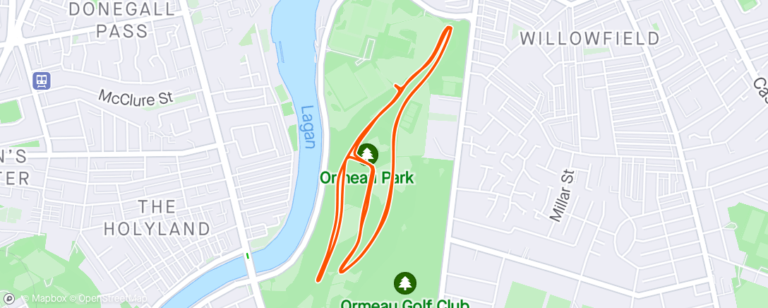 Map of the activity, Ormeau parkrun