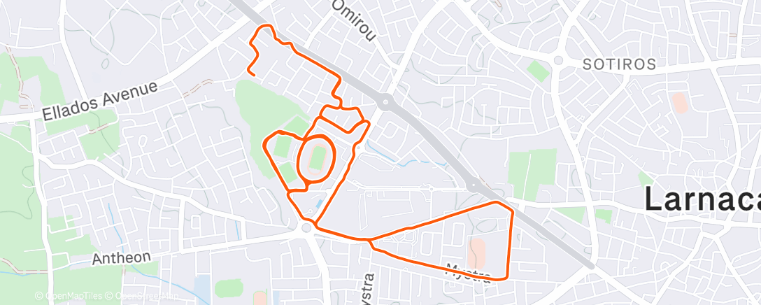Map of the activity, Evening Run