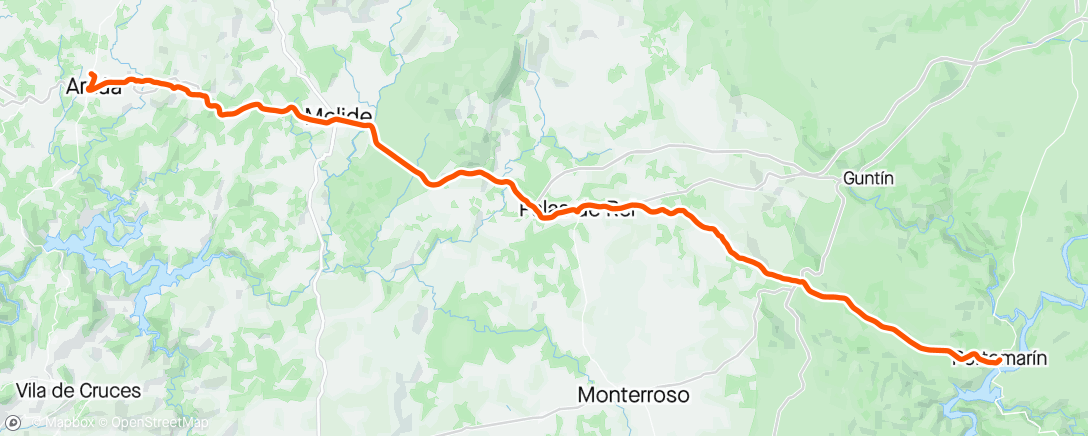 Mapa da atividade, Camino de Santiago Día 6 (Portomarín - Arzúa)