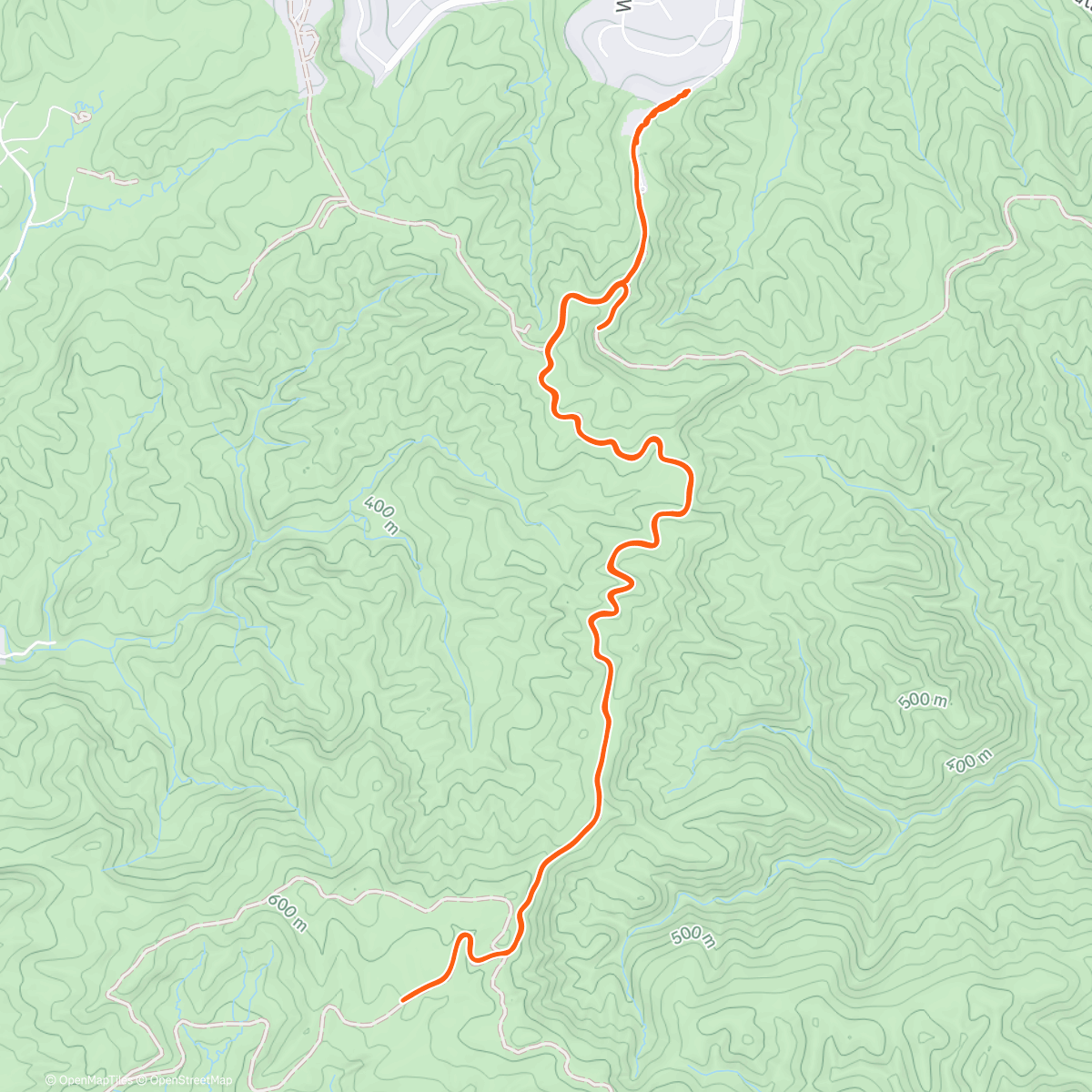 Map of the activity, 1 Hour Easy Effort + 5 x 20 Hill Strides