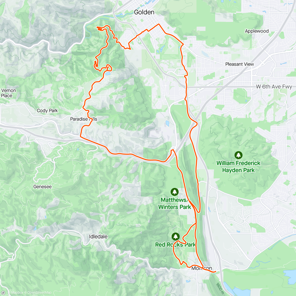 Mapa da atividade, Lookout red rocks with Thomas