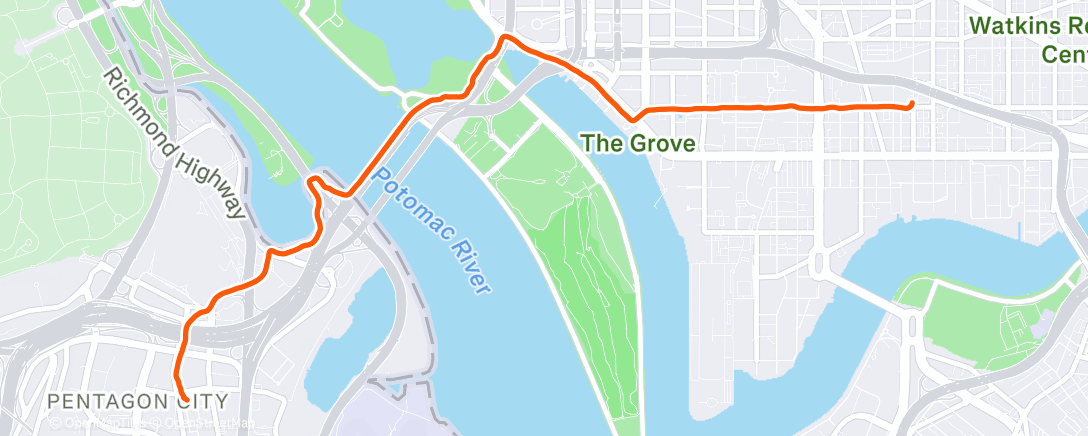 Map of the activity, Afternoon Run