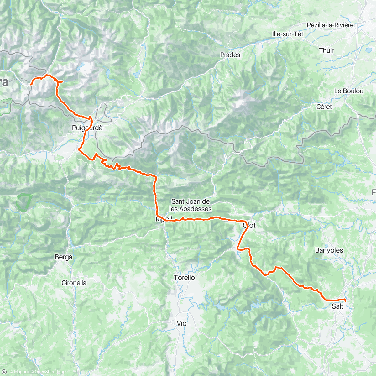 Map of the activity, Girona ~>  Andorra