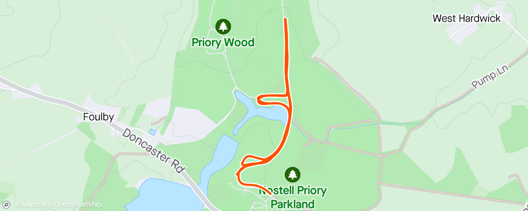 Map of the activity, Nostell Parkrun