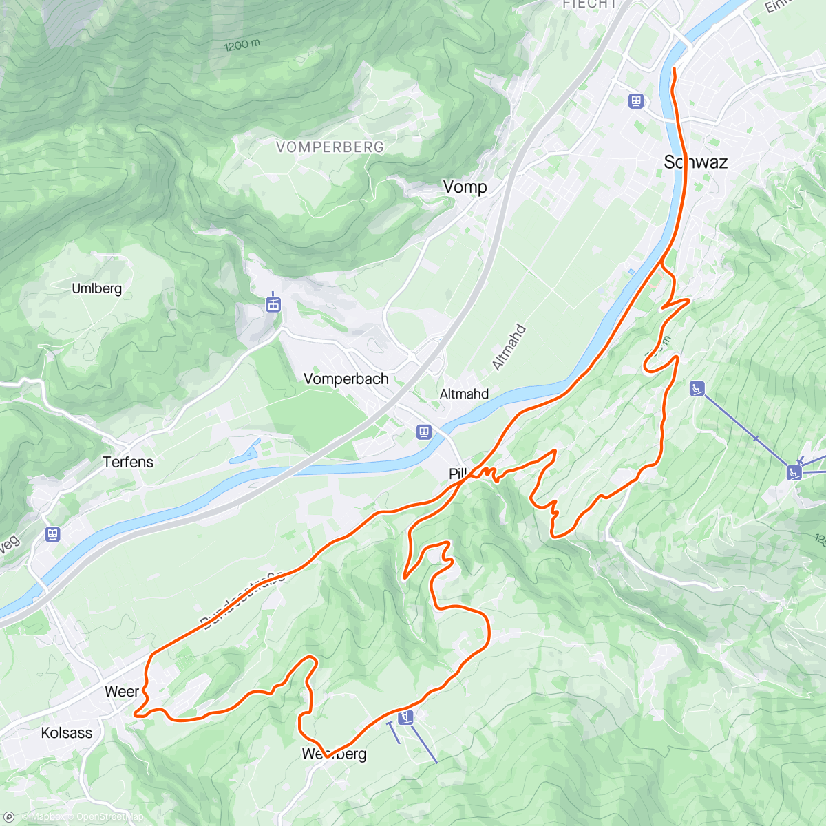 Карта физической активности (ROUVY - Tour of the Alps 2024 | Stage 3 - Schwaz)