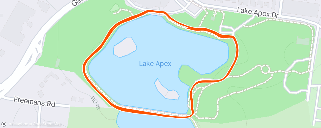 Mapa da atividade, Cruising around the lake to clock up a few more kays.