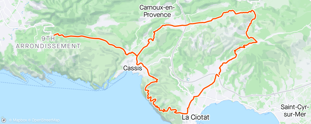 Mappa dell'attività Route des crêtes - Col de la Gineste - Montée des Cistes