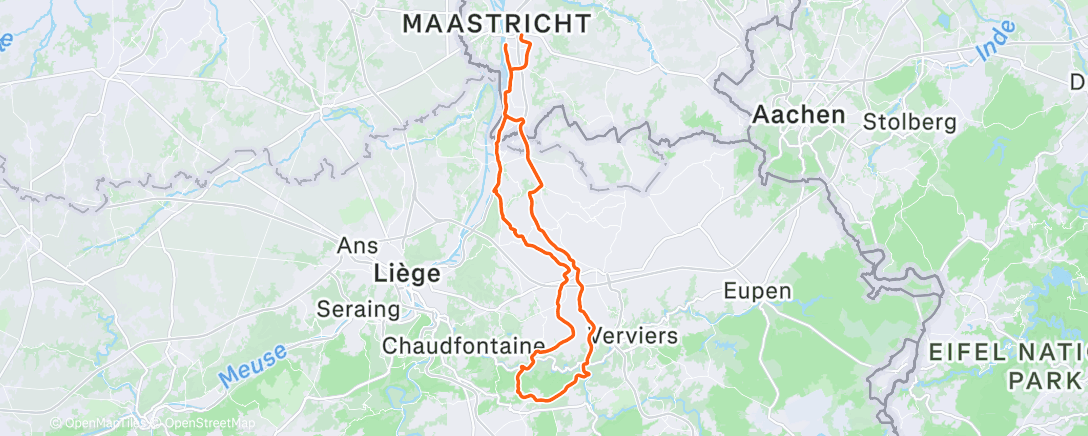 Map of the activity, Cycling