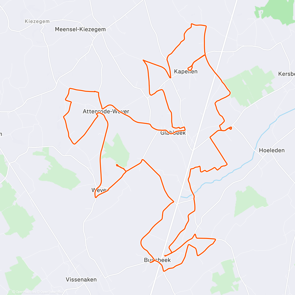 Map of the activity, Kapellekesfietsroute Glabbeek 🎄