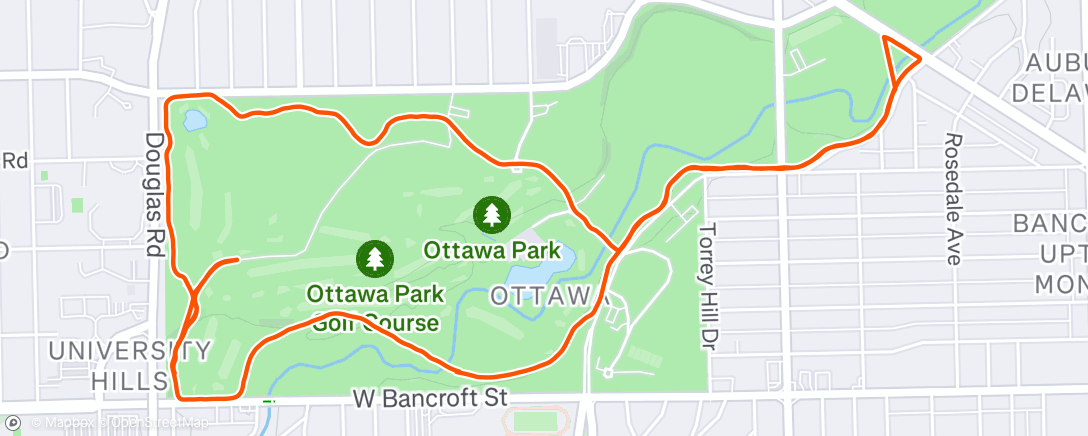 Map of the activity, Afternoon Run