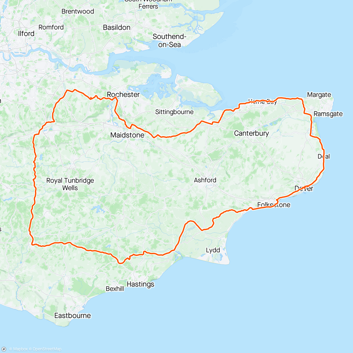 Map of the activity, Oasts and Coasts 300km audax