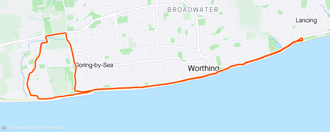 Map of the activity, Lancing to Ferring Super Surges with Dave