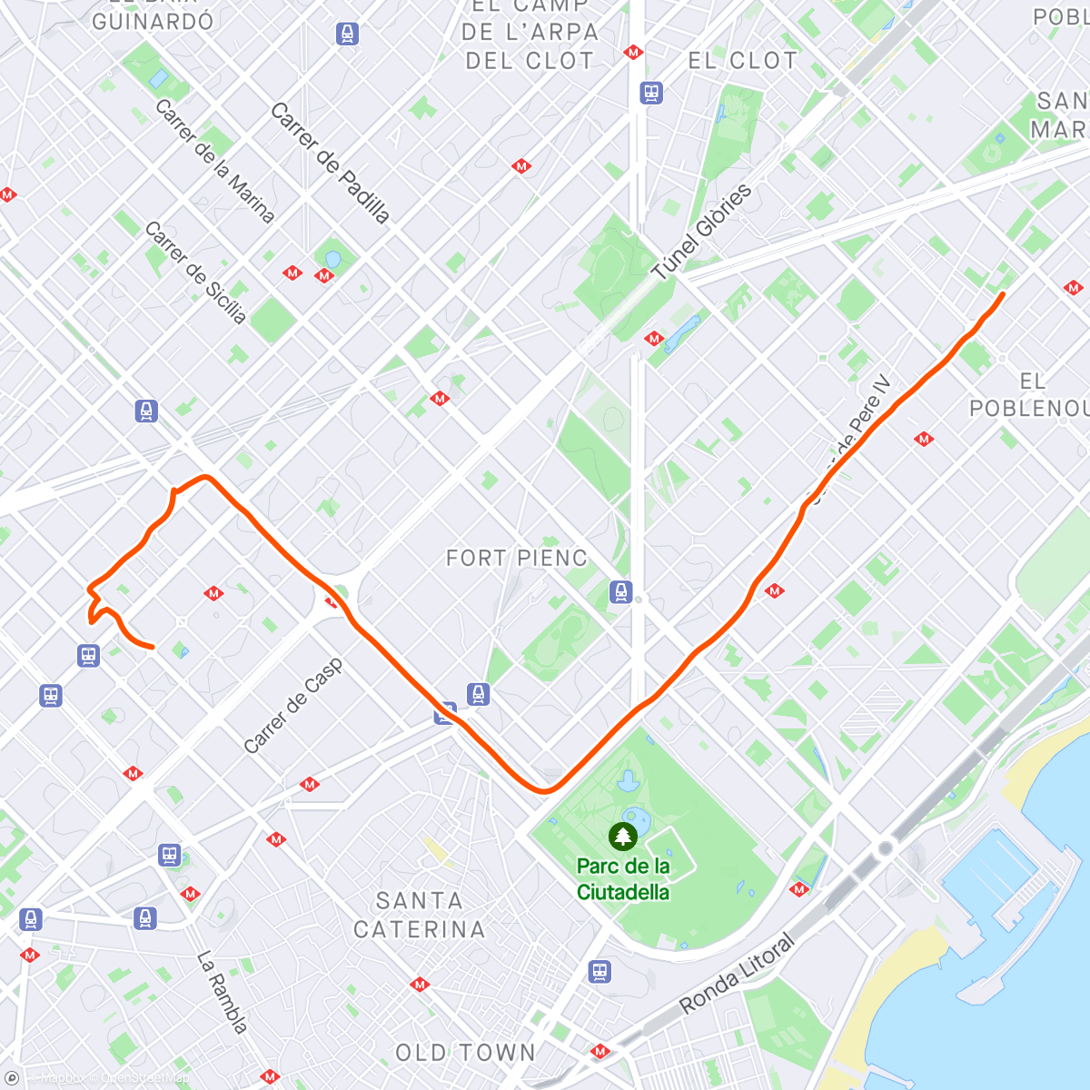 Map of the activity, Caminar al centro bcn