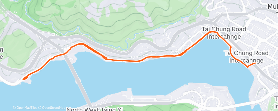 Map of the activity, 傍晚跑步