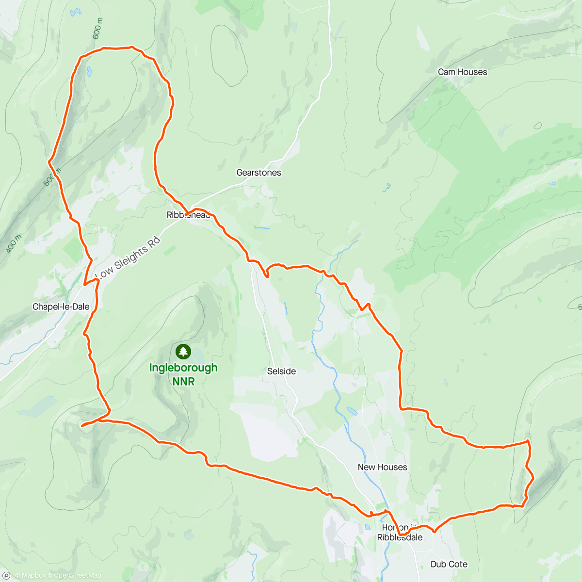 Map of the activity, Guiding Yorkshire 3 Peaks
