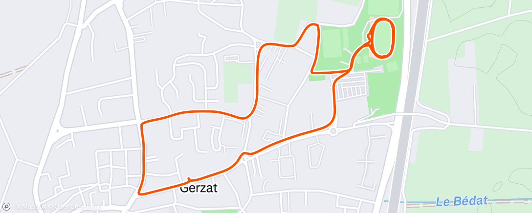 Map of the activity, Course à pied le matin
