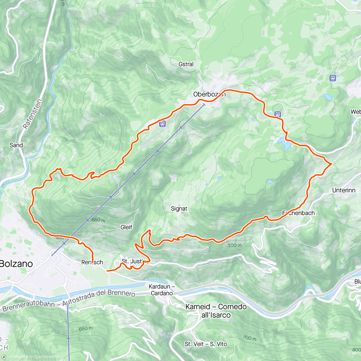 Map of the activity, Rentsch - Oberbozen Runde