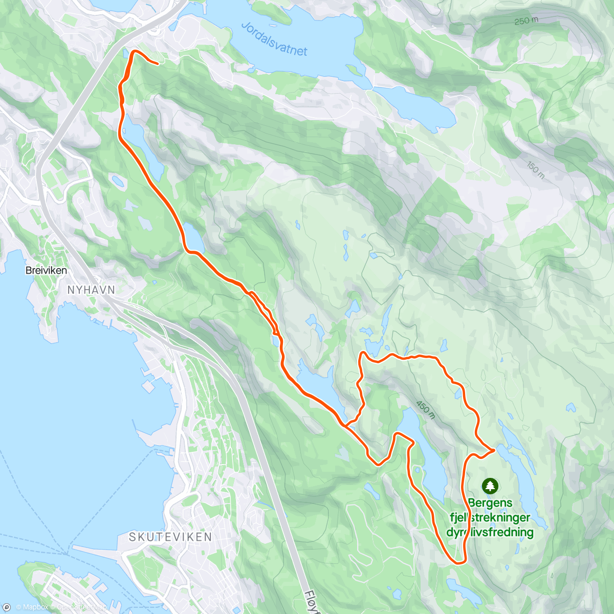 Map of the activity, Eidsvåg-Fløyen-Rundemannen 52/24