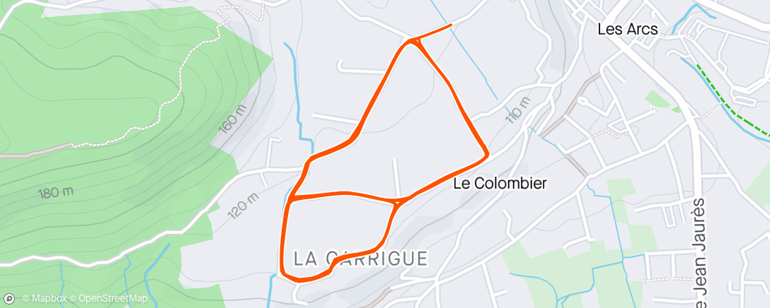 Map of the activity, Running du jeudi 1500/2000/1500 r 200