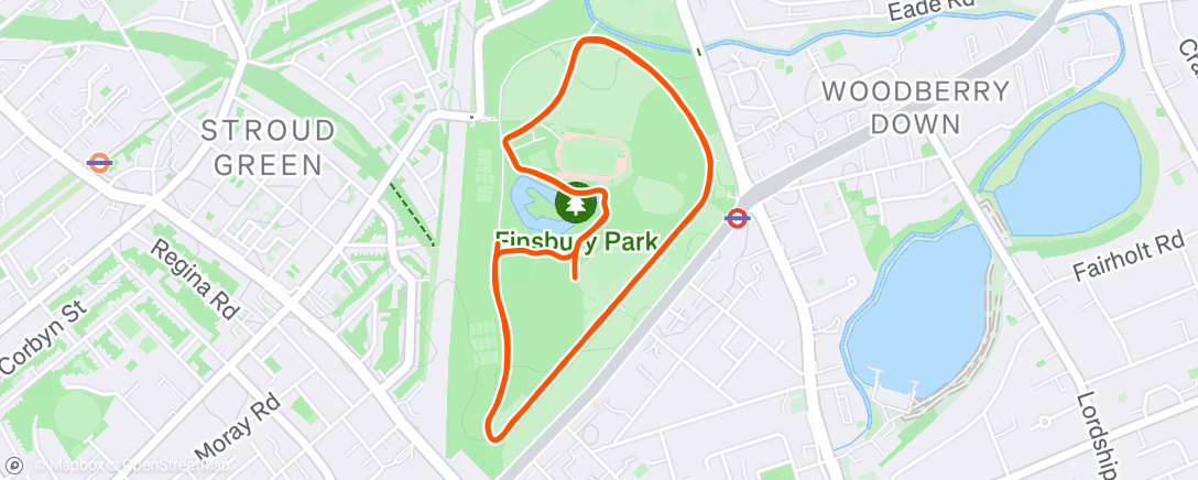 Carte de l'activité Finsbury parkrun