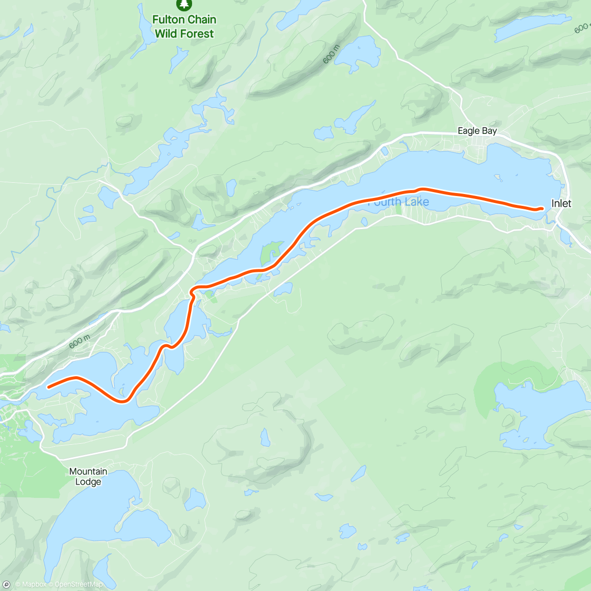 Map of the activity, Old Forge to Inlet