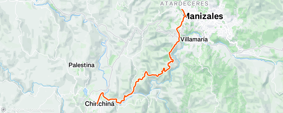Map of the activity, Etapa 5 Vuelta Colombia CRI Chinchina -Manizales