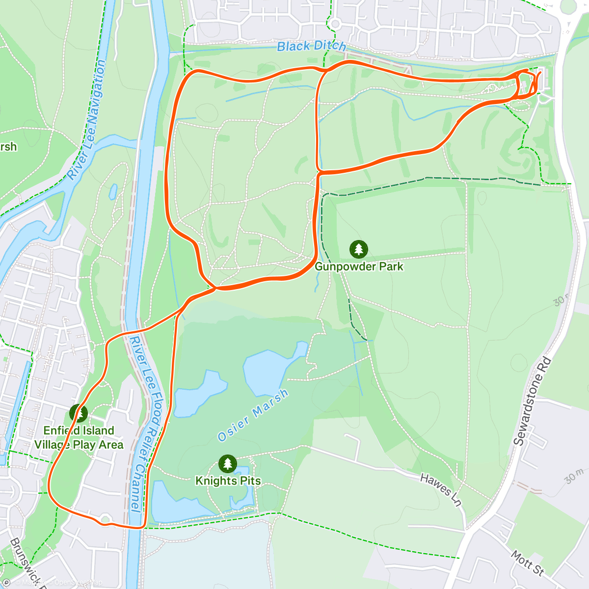 Map of the activity, Park Run 🏃🏼‍♀️