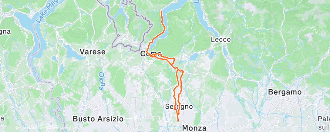 Map of the activity, Pedalata mattutina