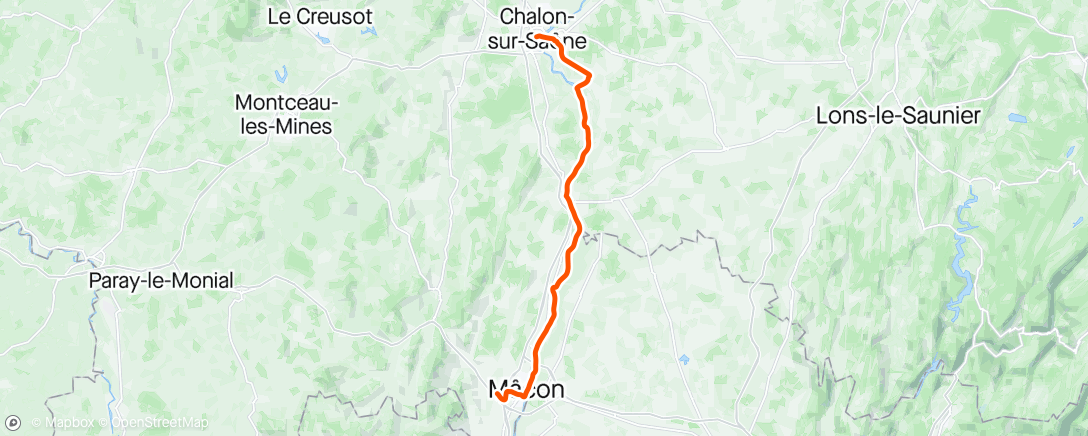 Carte de l'activité Chalon-sur-Saône, Mâcon par la voie bleue