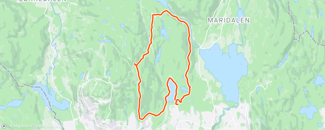 Map of the activity, Afternoon Run om Sognsvann-Vettakollen-Ullevålseter-Hammaren-Sognsvann