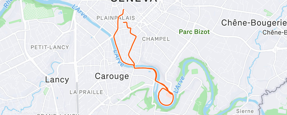 Map of the activity, Course à pied dans l'après-midi