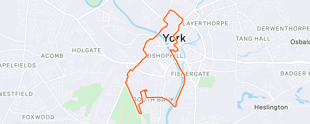Map of the activity, York Training Run