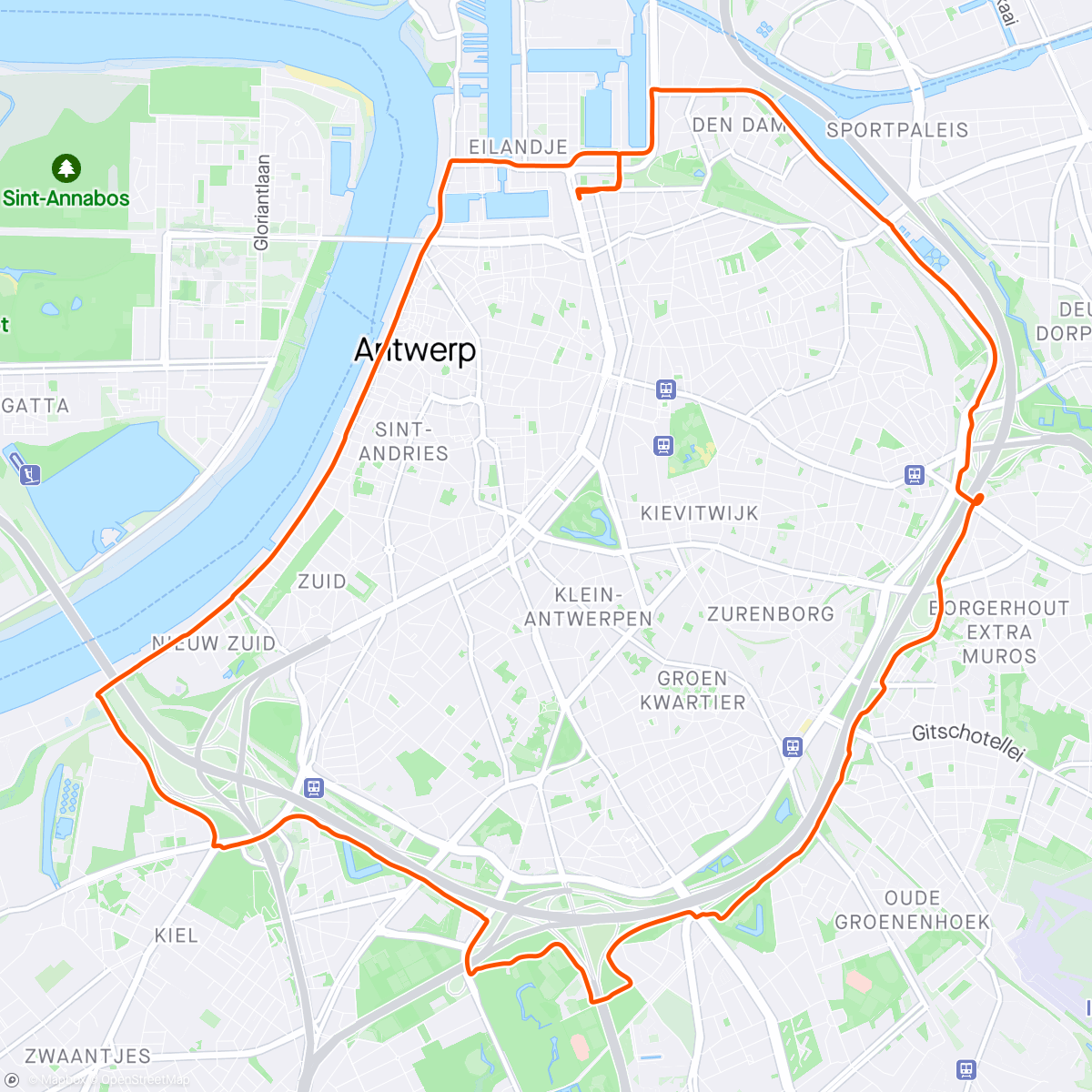 Map of the activity, Tour d’Anvers (zone 2) - In de wind (aargh), in de regen…