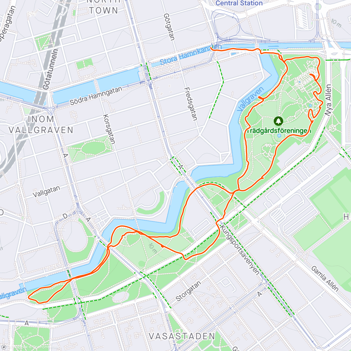 Map of the activity, Morgentur i parken