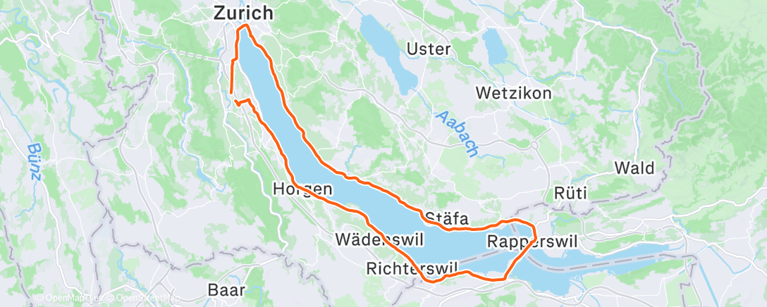 Map of the activity, Zürichsee loop