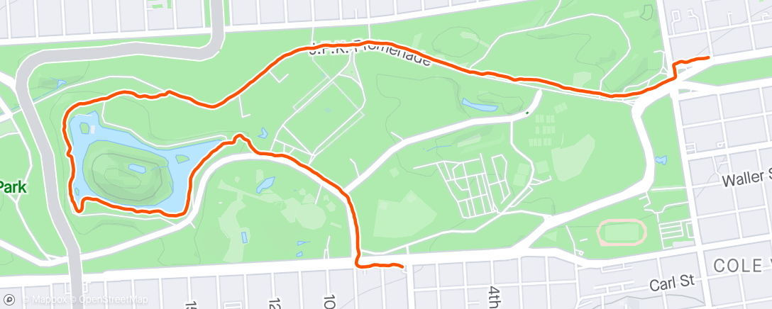 Map of the activity, Evening walk in Golden Gate Park and then a beer