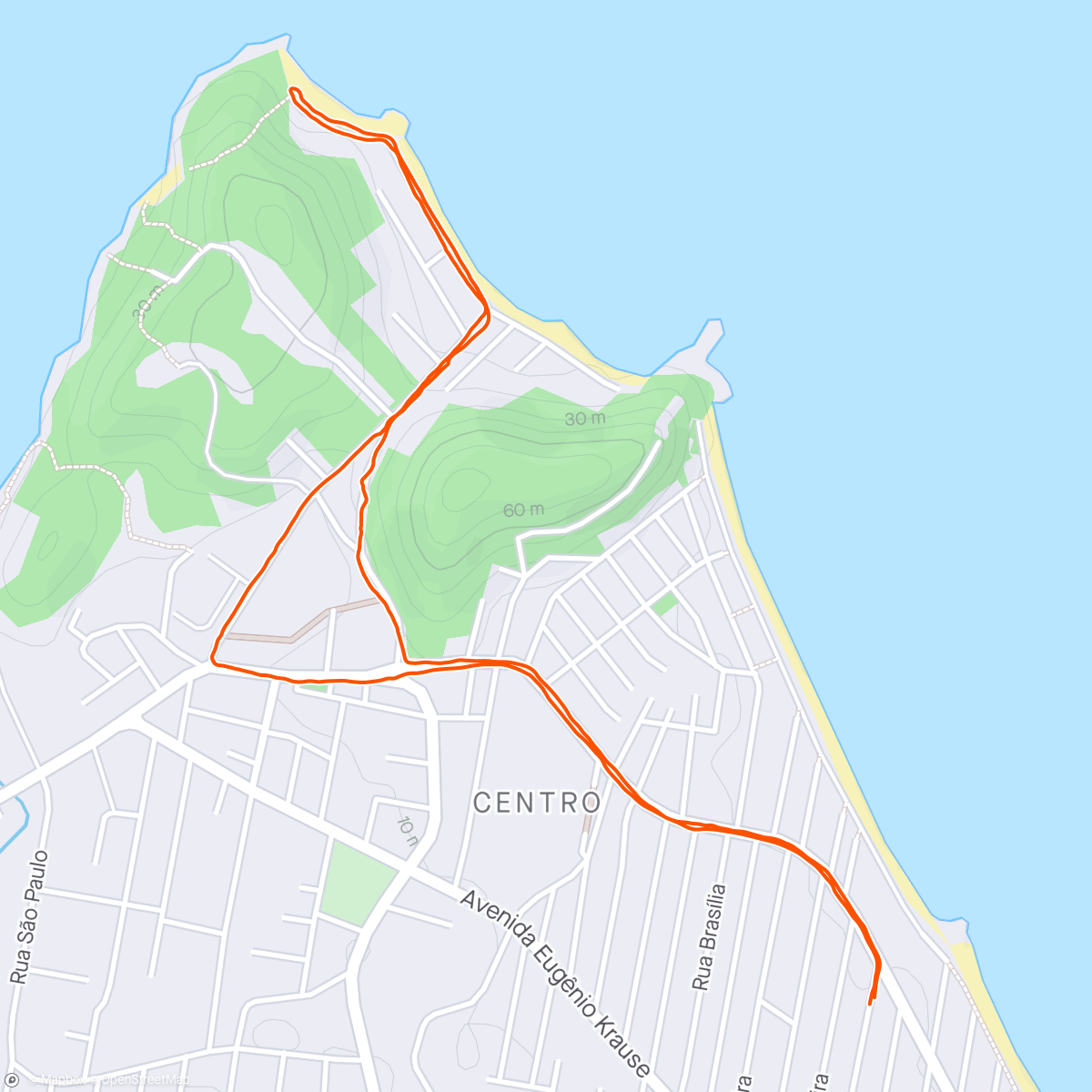 Map of the activity, 2ª Penha Beach Run