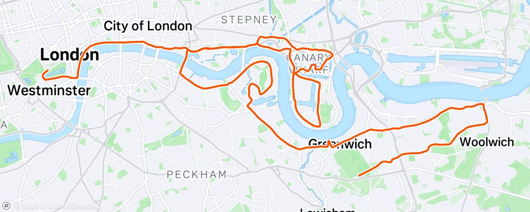 Map of the activity, London Marathon 2025