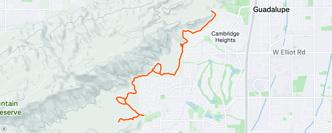 Map of the activity, Easy pace. 110° out but not unbearable.