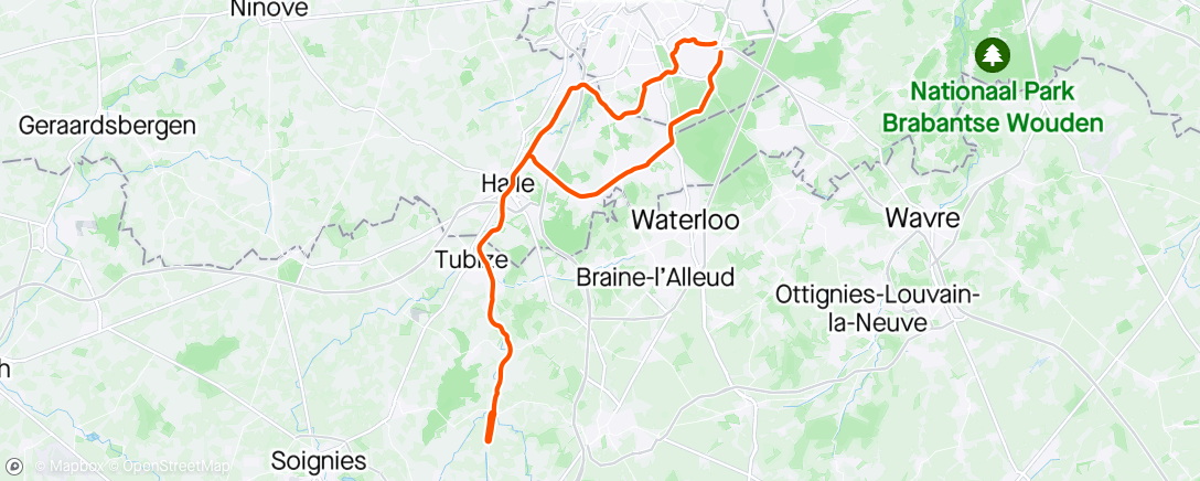 Mapa da atividade, Ronquieres AR / 80 km