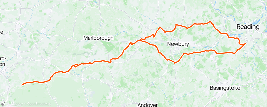 Map of the activity, Kennet Valley Ride